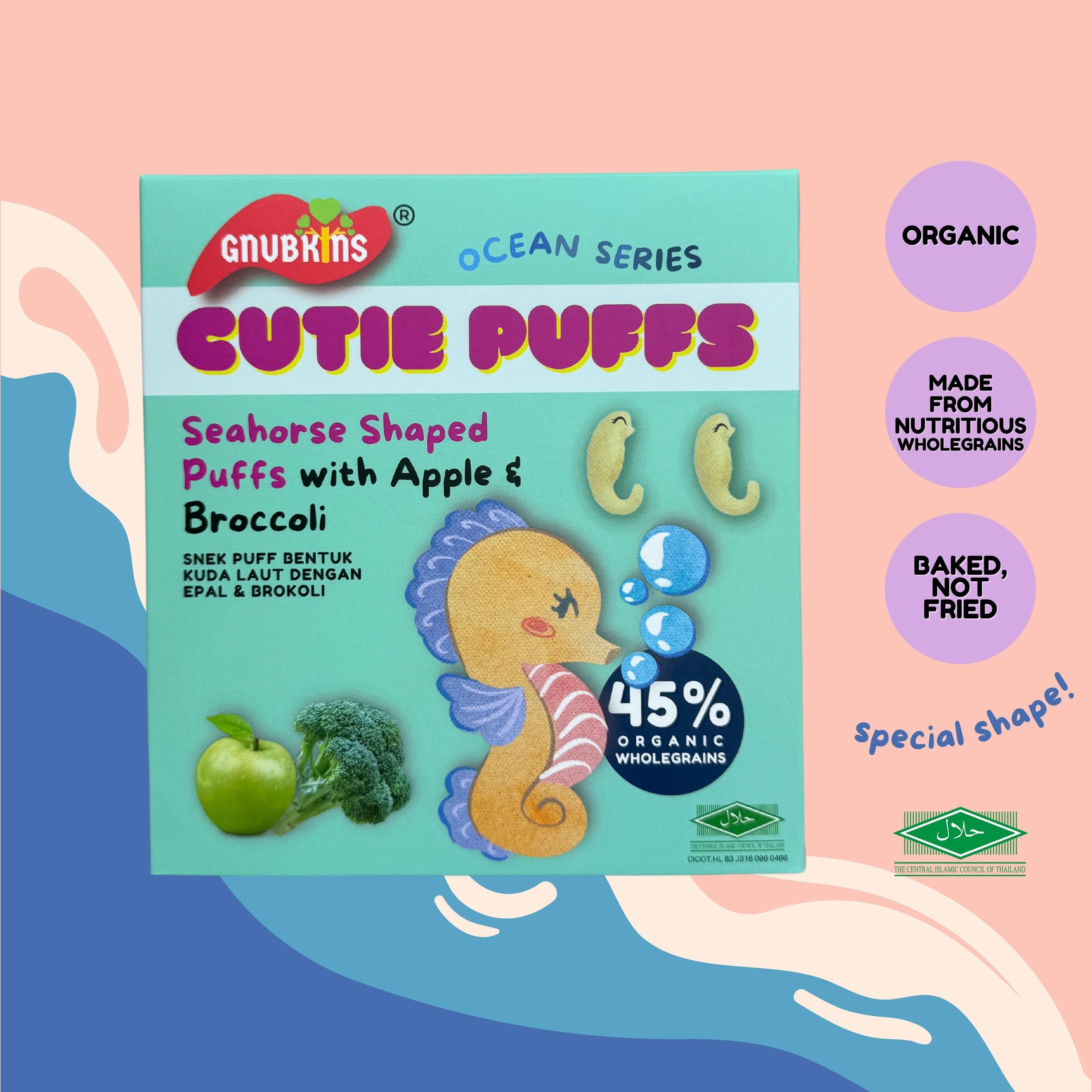 Organic Seahorse Shaped Puffs with Apple & Broccoli
